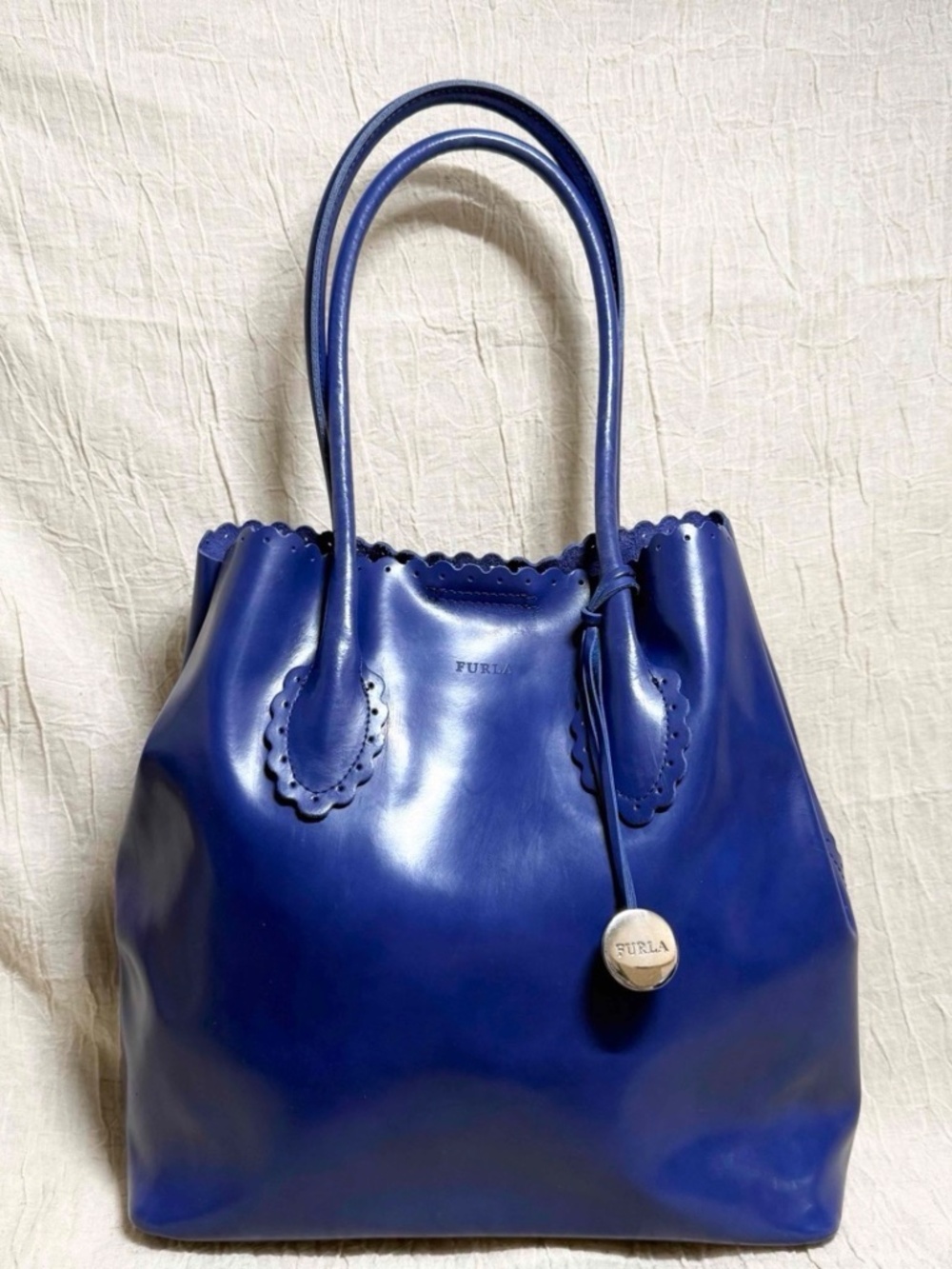 Furla Blue Leather Tote Bag